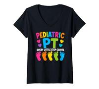 Donna Pediatric PT Little Step Counts Pediatric Physical Therapist Maglietta con Collo a V