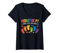Donna Pediatric PT Little Step Counts Pediatric Physical Therapist Maglietta con Collo a V