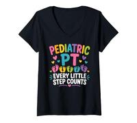 Donna Pediatric PT Little Step Counts Pediatric Physical Therapist Maglietta con Collo a V