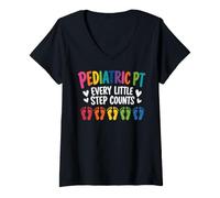 Donna Pediatric PT Little Step Counts Pediatric Physical Therapist Maglietta con Collo a V