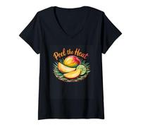 Donna Peel The Heat, un divertente gioco di frutta tropicale Maglietta con Collo a V
