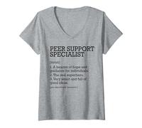 Donna Peer Support Specialist Definizione di Lavoro Personalizzato Divertente Maglietta con Collo a V