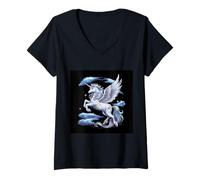 Donna Pegasus Volante con Le Stelle Maglietta con Collo a V