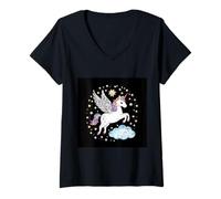 Donna Pegasus Volante con Le Stelle Maglietta con Collo a V