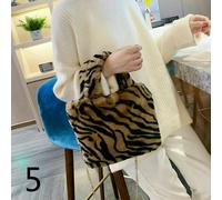 Donna Pelliccia Finta Borsa Borsa Tracolla Pelo Soffice Stampa Animale Leopardo