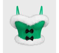 Donna Pelliccia Finta Top Bustier Reggiseno Corsetto Canotta Corto Natale Festa