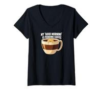 Donna Pending Coffee Funny Morning Sun Coffee Lover Maglietta con Collo a V