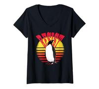 Donna Penguin Resist Funny Penguins Protest Against Tariffs Maglietta con Collo a V