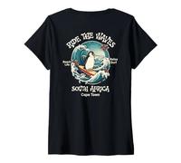 Donna Penguin Surfing Waves Sud Africa Cape cod Surfs Up Fun Maglietta con Collo a V