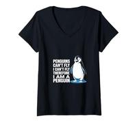 Donna Penguins Can't Fly I Can't Fly So I'm a Penguin ----- Maglietta con Collo a V