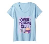 Donna Pensare Troppo ai Membri del Club da Forever Brain Maglietta con Collo a V