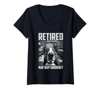 Donna Pensionato May Nap Improvvisamente - Divertente Basset Hound Dog Retirement Maglietta con Collo a V