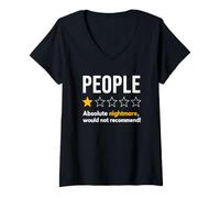 Donna People One Star Rating Absolute Nightmare Graphic T-Shirt Maglietta con Collo a V