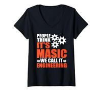 Donna People Think It's Magic We Call It Engineering Engineer Maglietta con Collo a V