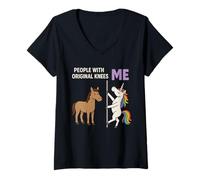 Donna People with Original Knees And Me Unicorno Cavallo Maglietta con Collo a V