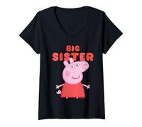 Donna Peppa Pig Big Sister Maglietta con Collo a V