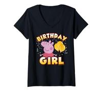 Donna Peppa Pig Birthday Girl Confetti Celebration Maglietta con Collo a V