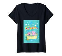 Donna Peppa Pig Bubbles Maglietta con Collo a V