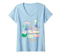 Donna Peppa Pig Chooo Chooo Beep Beep Transportation Showcase Maglietta con Collo a V