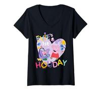 Donna Peppa Pig Evie's First Holiday Maglietta con Collo a V