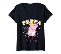 Donna Peppa Pig Fairy Day Maglietta con Collo a V