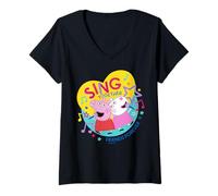 Donna Peppa Pig Friends Forever Maglietta con Collo a V