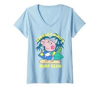 Donna Peppa Pig George And Dino's Surf Club Maglietta con Collo a V