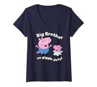 Donna Peppa Pig George Pig Giggle Duty Maglietta con Collo a V