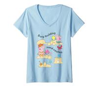 Donna Peppa Pig George Pig Sandcastles Maglietta con Collo a V