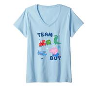 Donna Peppa Pig George Pig Team Boy Icons Maglietta con Collo a V