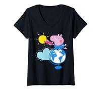 Donna Peppa Pig Globe Colour Maglietta con Collo a V