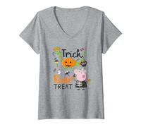 Donna Peppa Pig Halloween Trick Roar Treat George's Costume Maglietta con Collo a V