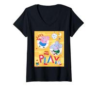 Donna Peppa Pig Let's Play Maglietta con Collo a V