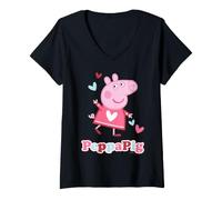 Donna Peppa Pig Love Hearts Pose Happy Friends Fun Forever Classic Maglietta con Collo a V
