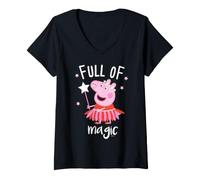 Donna Peppa Pig Magic Pose Fairy Bacchetta Amici Fun Forever Classic Maglietta con Collo a V