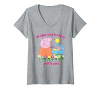 Donna Peppa Pig Mummy Pig Evie Walks with You Maglietta con Collo a V