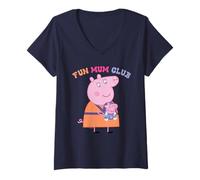 Donna Peppa Pig Mummy Pig Fun Mum Club Maglietta con Collo a V