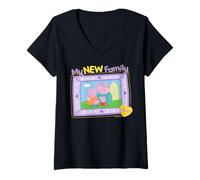 Donna Peppa Pig New Family Photo Frame Maglietta con Collo a V