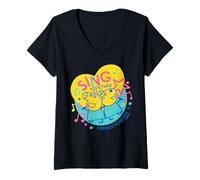 Donna Peppa Pig Sing Maglietta con Collo a V