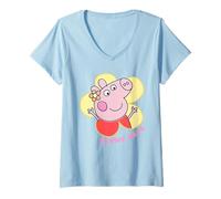 Donna Peppa Pig Sunny Days Flower Maglietta con Collo a V