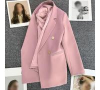 Donna per Blazer Manica Lunga Tinta Unita con Tasca Donna per Blazer (Rosa | Design a maniche lunghe, pratiche tasche laterali, motivo a tinta unita, look elegante per tutti i giorni