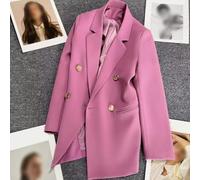 Donna per Blazer Manica Lunga Tinta Unita con Tasca Donna per Blazer (Viola | Design a maniche lunghe, pratiche tasche laterali, motivo a tinta unita, look elegante per tutti i giorni