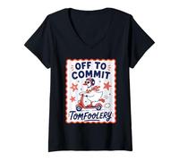 Donna per commettere Tomfoolery Goose Scooter Divertente Maglietta con Collo a V