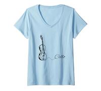 Donna Per l'amore di uno strumento musicale da concerto classico per violoncello Maglietta con Collo a V