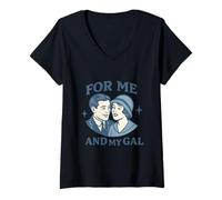 Donna Per me e la mia ragazza 1917 Wartime Romance Song Design Maglietta con Collo a V