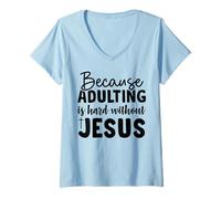 Donna perché Adulti cristiani Uomini e Donne grati grati grati Maglietta con Collo a V
