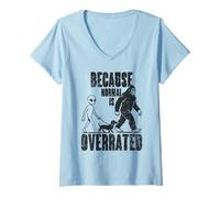 Donna perché Normale è sopravvalutato Alien Bigfoot Walking Bassotto Maglietta con Collo a V