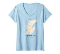 Donna Percorso del Cape Wrath Trail in Scozia Maglietta con Collo a V