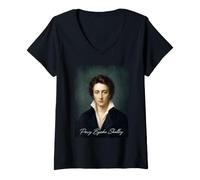 Donna Percy Bysshe Shelley Autore Scrittore Maglietta con Collo a V