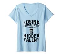 Donna Perdere Prese 10MM è Il Mio talento Nascosto Meccanico di Auto Ragazzo Maglietta con Collo a V